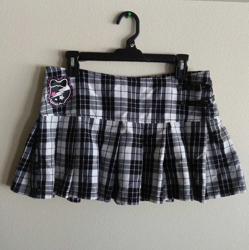 Abbey Dawn Black and White Plaid Mini Skirt